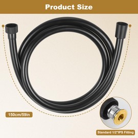 Zocipro Shower Hose Black, 1.5 m Plastic Shower Hose, PVC Shower Hose with Brass Connections, Universal Connection 1/2 Inch Kink and Twist-Proof, Leak-Proof Shower Hose