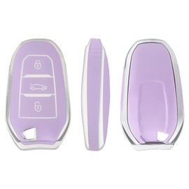 OFFCURVE Car key case, key cover, key case, protective cover, 3 buttons, fits Peugeot 3008 5008 208 308 408 508 307 Citroen C1 C3 C4 C5 Grand Picasso DS3 DS5 Cactus C3XR