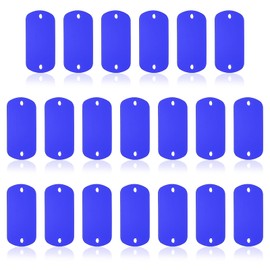 PATIKIL Pack of 20 Metal Stamping Blanks Rectangular Punch Labels Blanks Aluminium Plate DIY Name Tags 5 x 3 cm Metal Engraving Blanks 2 Holes for Laser Engraving Blue
