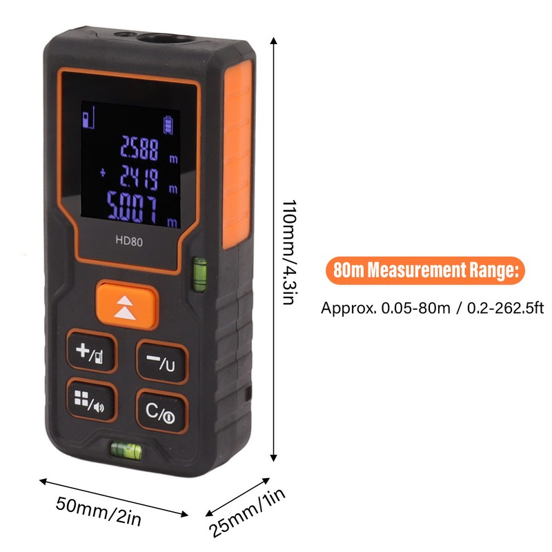Laser Distance Meter High Accuracy Portable Handheld Rangefinder for Engineering