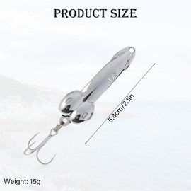 5 Pcs Fishing Spoons Lures Metal Hard Baits Funny Fishing Spinner Lures with Triple Hooks for Saltwater Freshwater Trout Bass Salmon Fishing (Medium size: 15g)