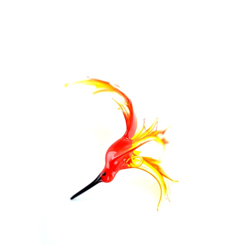 Kolibri hängend -Glasfigur-al-3 -rot-orange