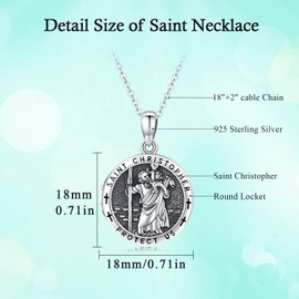 St Christopher/Jesus/Saint Michael Necklace for Women 925 Sterling Silver Antiqued Religious Pendant Men Necklaces Jewellery Gift(18''+2'') (Picture Necklace)