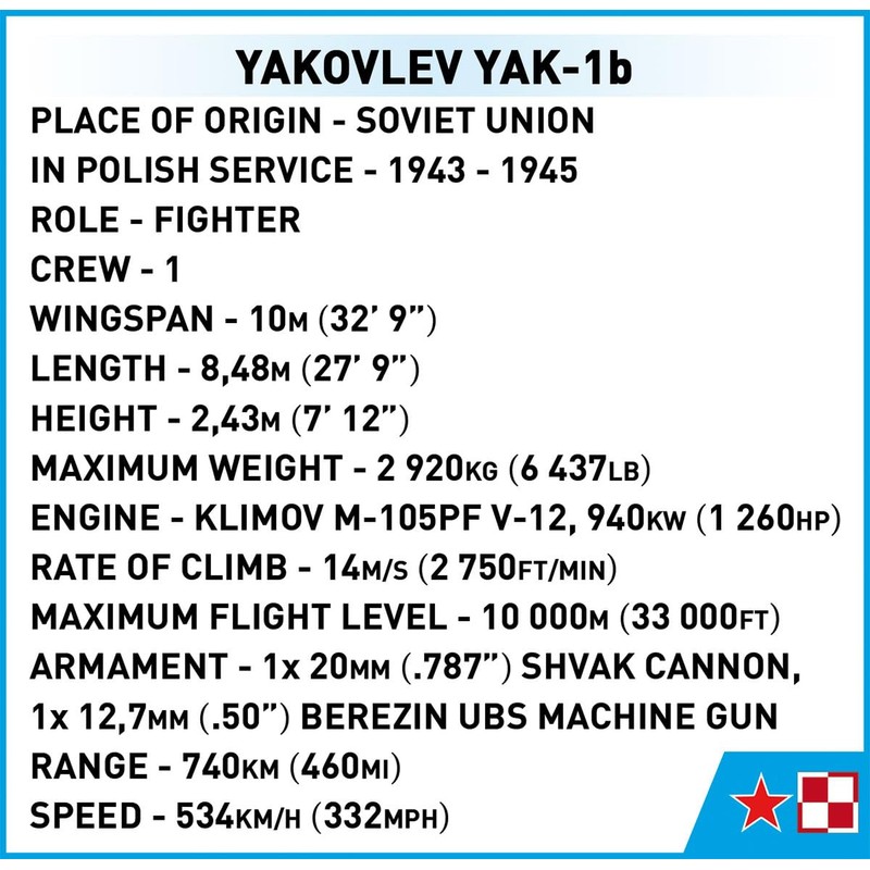 COBI Historical Collection WWII Yakovlev Yak-1b