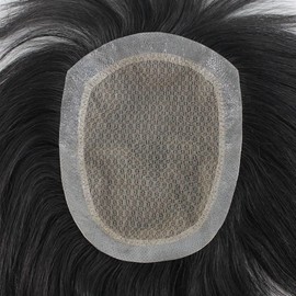 Hombre Tupé Reemplazo de tupé for hombres, tupé de cuero cabelludo biológico hecho a mano, prótesis de cabello humano masculino, sistemas de cabello liso natural transpirable, peluca for hombres Peluc