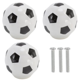 3 Set Football Cabinet Knobs Ball Sports Theme Single Hole Ceramic Drawer Handle Pulls for Cupboard Wardrobe