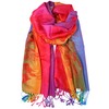 Colorful Elephant Peacock Feather Pashmina Scarf Shawl Wrap (Red Peacock)
