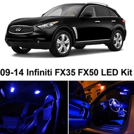LEDpartsNow Interior LED Lights Replacement for 2009-2014 Infiniti FX35 FX50 Accessories Package Kit (12 Bulbs), BLUE