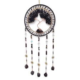 RAGKUU Black Large Tree of Life Dream Catcher with Stone Pendant