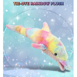 DolliBu Rainbow Dolphin Stuffed Animal – Soft Huggable Dolphin Stuffed Toy, Adorable Playtime Ocean Plush Toy, Cute Cuddle Gifts for Kids and Adults – 18 Inches
