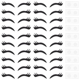 FINGERINSPIRE 20 Sets Eyelashes Patches with Stickers Black Eyelash Applique Patches Felt Cloth Eyelashes Craft Supplies Applique Patches Sewing Craft Decoration for DIY Clothes Hats Bags Decorations