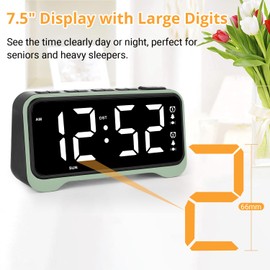 Loud Alarm Clock for Heavy Sleepers Adults, Vibrating Alarm Clock for Teens/Deaf, 7.5" Bright Clear Digital Screen, Adjustable Brightness with Night Light, 3 Levels Bed Shaker Under Pillow, Dual Alarm