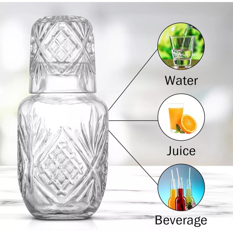 Maypes Water Pitcher – Luxurious Water Bedside Carafe with Drinking