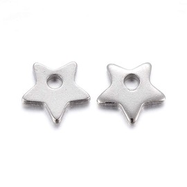 Fashewelry - 200 colgantes de acero inoxidable con estrella celestial en blanco de 6 x 6 mm, colgantes de metal con estrella pequeña para hacer joyas, 1 mm