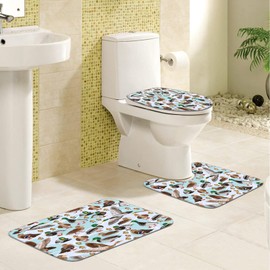 Cute Yellow Duck Taking Bath Shower Curtain 4Pcs Bath Sets with Non-Slip Rugs U-Shaped Mat Toilet Lid Cover for Duck Lovers Decor 72x72 in Polyester Fabric 12 Hooks Durable Waterproof for Bathroom 01