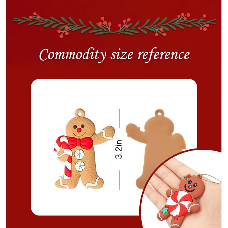 DHSUN Christmas Tree Ornaments, Gingerbread Man Pendants, 12 Pieces, Hanging