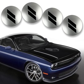 ZDEERAOTO 63mm/2.5 inches Slash Wheel Center Cap Covers HubCap Emblem Badge Trim Compatible with Dodge Charger Challenger Durango Hornet Dart R/T SRT Magnum Nitro Journey Caliber (Black Slash)