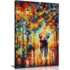 Couple Under One Umbrella by Leonid Afremov Canvas Wall Art Picture Print for Home Decor (36x24)