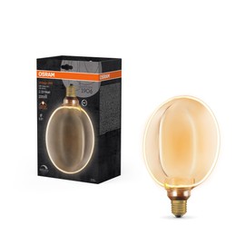 OSRAM Vintage 1906 Globe 183 Filament O Lamp, 4W, 220lm, 1800K, 818 Pleasant Warm White, Dimmable, Gold, IP20, Lead-Free Glass, 183mm, E27 Socket