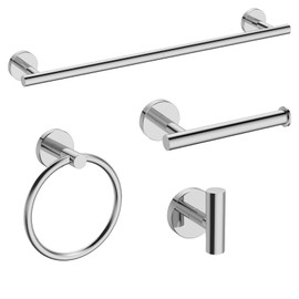 USHOWER Polished Chrome Bathroom Accessories Set, 24-Inch Towel Bar Set Wall Mounted, Durable SUS304 Stainless Steel Bathroom Hardware Set, 4-Piece