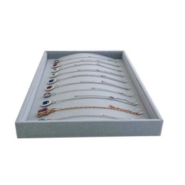 Velvet Grey Jewelry Trays Premium Grade Drawer Insert Divider Stackable Organizer Necklace Watch Bracelet Display (necklace tray)