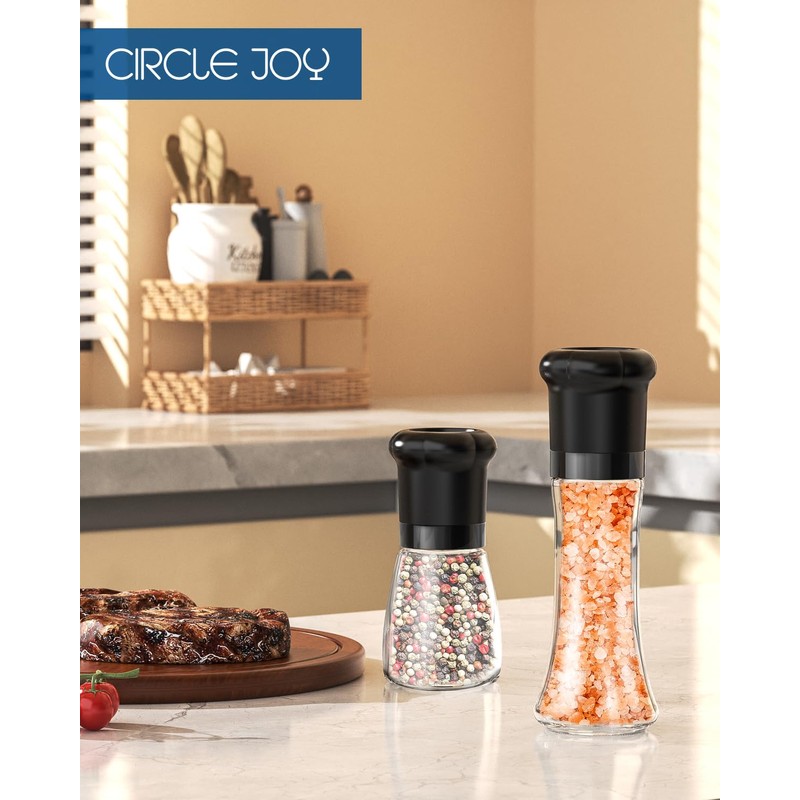 CIRCLE JOY Premium Manual Salt and Pepper Grinder Set, Refillable