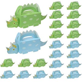 UgyDuky 24 PCS Dinosaur Treat Boxes, Goody Bag Cookie Holder Party Favor Box for Kids Birthday, Wedding, Baby Shower