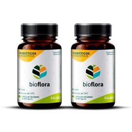 Probiticos Bioflora Balance 2 PACK, 120 capsulas de un Producto Simbitico, que Contiene Probiticos  Prebioticos y Vitamina C. La Cpsula Vegana es...  