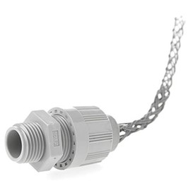 Woodhead 5548NM Cable Strain Relief Grip, Locknut, Max-Loc Cord Seal, Straight Male, Non-Metallic Mesh, 1" NPT Thread Size, Gray Grommet Color, .500-.625" Cable Diameter