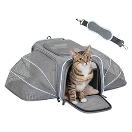 Petsfit Cat Carrier Expandable Dog Carrier Only for Small Dogs or Tiny Pets, Expandable Pet Carrier Airline Approved Pet Carrier, Soft-Sided Two Exten