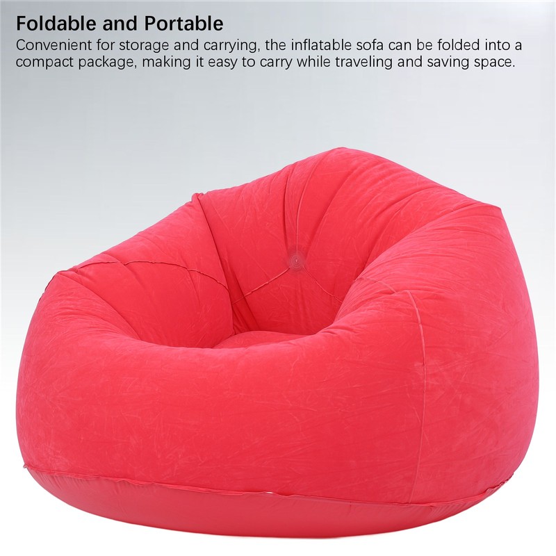 Inflatable Lounge Chair Flocking PVC Portable Folding Blow Up Sofa