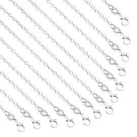 50 Pack Necklace Chains Bulk Silver Plated Cable Chain Pack for Jewellery Making 18 Inches