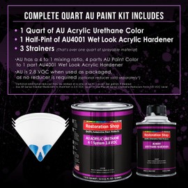 Restoration Shop - Speed Orange Acrylic Urethane Auto Paint - Complete Quart Paint Kit - Professional Single Stage High Gloss Automotive, Car, Truck Coating, 4:1 Mix Ratio, 2.8 VOC