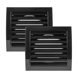 Vent Systems 4'' Inch Black Pack of 2 Air Vent Cover Dryer Vents and Bathroom Exhaust Vents Pipe, Black Louvered Dryer Vent Cover - Exhaust, Supply Air Register Grille with Flange