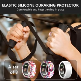 KSKSPE 3-Pack Ring Cover for Oura Ring Protector, Silicone Elastic Ring Cover for Oura Ring Gen 3 for Working Out Women Men （S for 6/7/8/9/10