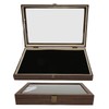 Pin Display Case Large Black PU Leather Dustproof Glass Widely