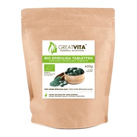 GreatVita Organic Spirulina Tablets (500 mg) Approx. 800 Tablets Spirulina Algae 400 g in Bag