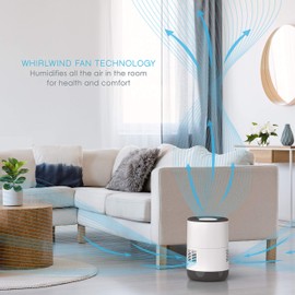 Pure Enrichment MistAire Eva - Mist-Free Evaporative Humidifier (2.8L) with Antibacterial Filter, 4-Speeds, Large Room Coverage up to 500 sq. ft., and Auto Shut-Off Timer