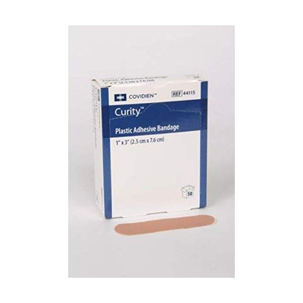 Covidien 44115 Curity Plastic Bandage, 1" x 3" Size (Pack