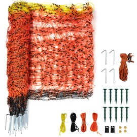Toriexon Electric Netting 35.4"H x 164'L, Electric Poultry Netting with with Posts and Double-Spiked Stakes, Portable Electric Fence Netting for Backyards, Homesteads, Gardens, Farms, and Ranches