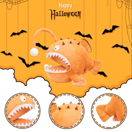 Tiny Heart Monkfish Plush Stuffed Toy 36 cm/14 Inch Realistic Anglerfish Plush Beautiful Animal Cute and Soft Gifts Plush for Children Boys and Girls Glow in the Dark Toy Brown