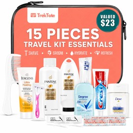 15-Piece Women's Travel & Hygiene Kit with Clear Toiletry Bag
