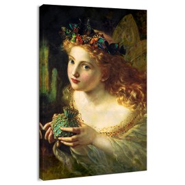 artprints1stop Canvas Print Wall Art - A Fairy with Butterflies, 1869 by Sophie Gengembre Anderson - 12x18 inches
