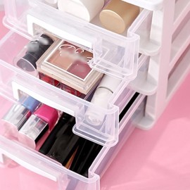 Healvian 3-layer Drawer Organizer Plastic Makeup Storage Box Desktop Storage Box Foldable Stackable
