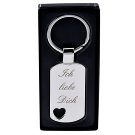 geschenke-fabrik – Keyring with Heart and Engraving "I Love You" – Chrome – as a Gift for Valentine's Day, Birthday or Christmas