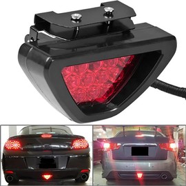Third Brake Light Strobe, 12V Universal 12 LED Third Stop Light, F1 Style DRL Red Rear Tail Stop Fog Triangular Brake Light Stop Safety Lamp Car Motor
