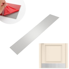 Self-Adhesive Door Kick Plates, 8 X 34 Kick Plates for Bottom of Door, Front Door Kick Plates Without Drill Hole for Interior or Exterior Anti Scratch Door Protection, Silver