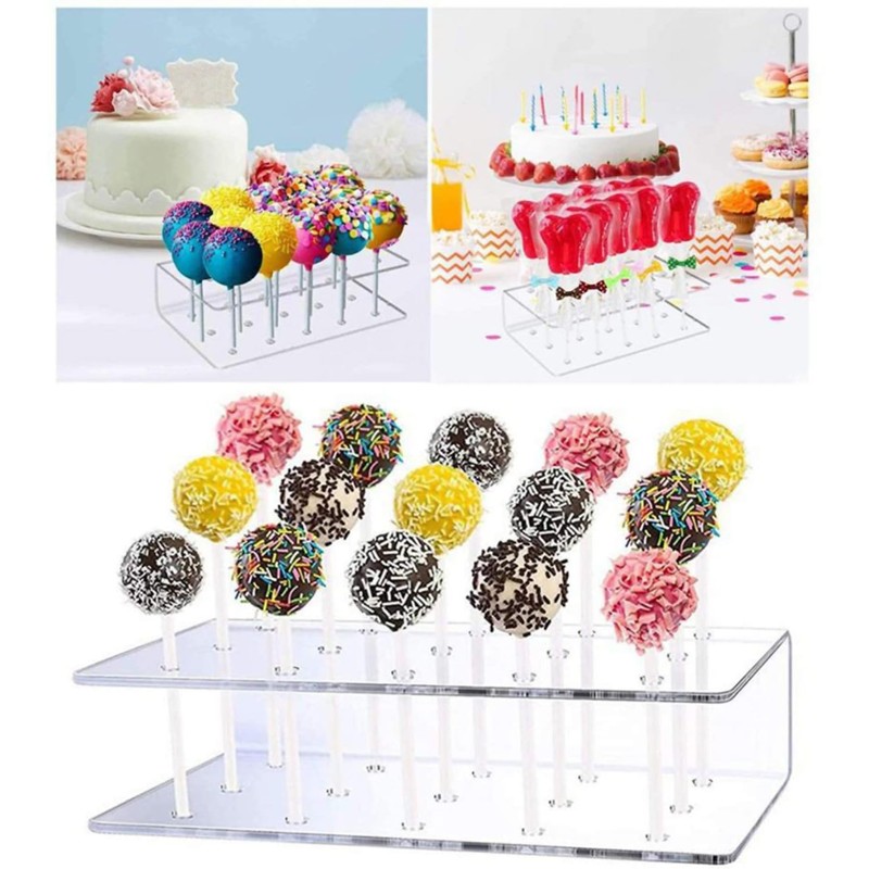 2Piece Lollipop Display Stand,Sturdy Acrylic Lollipop Stand with 15 Slots,Includes