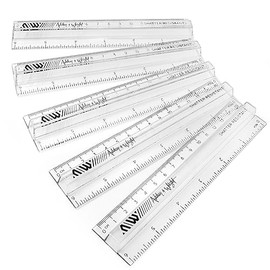 Ashton and Wright - 6 Inch / 15cm Raised Rulers - Shatter Resistant (Pack of 5, Clear)