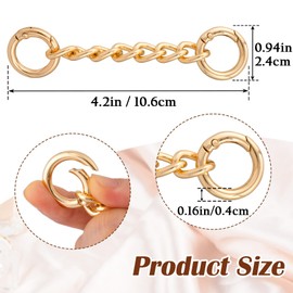 Deozu 1 Pcs Purse Extender Chain, Bag Extender Chain, Purse Chain Strap, Bag Chains Replacement for Handbags, Wallets, Bag, Purse (Gold)